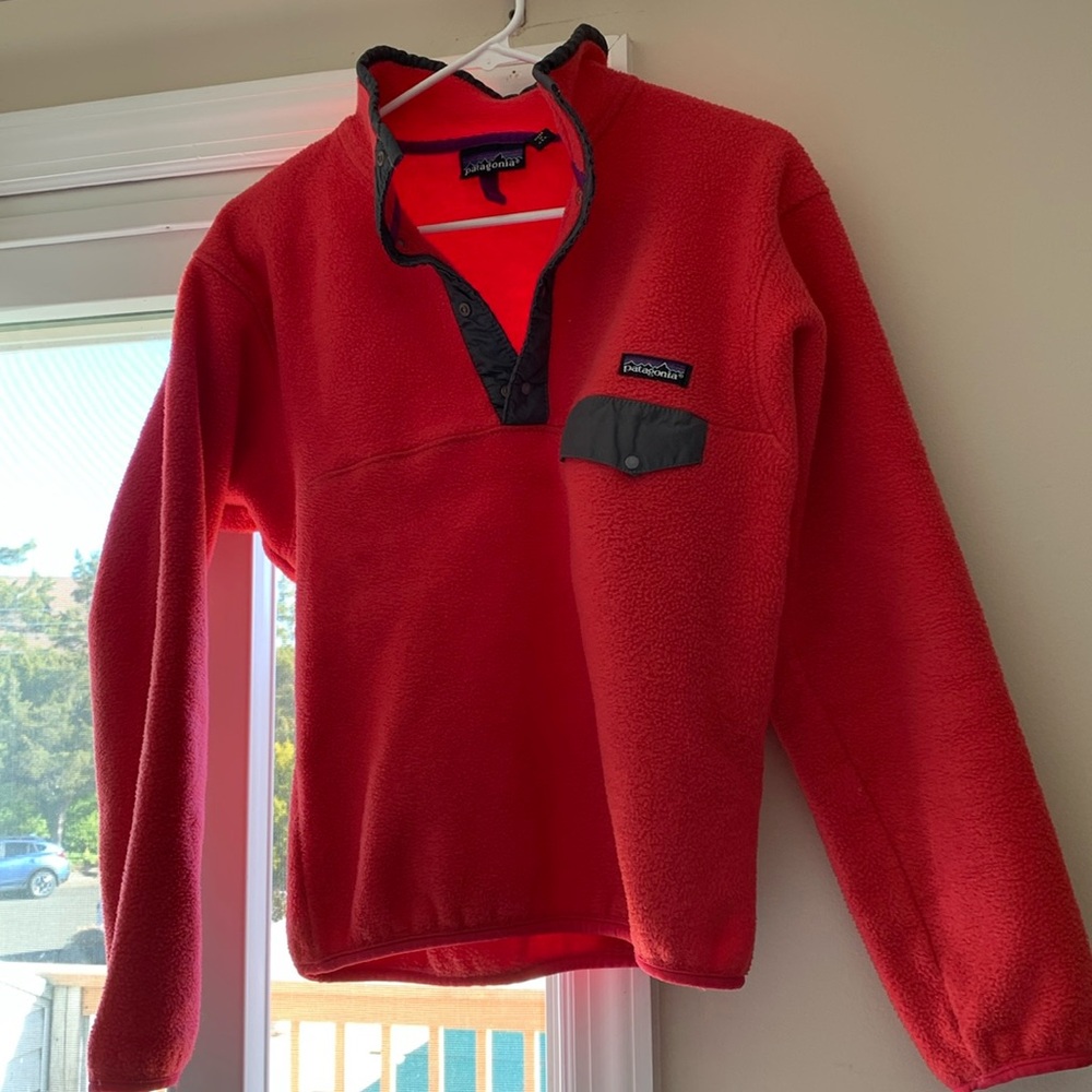 Vintage Patagonia neon coral SnapT pullover